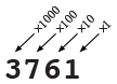 place values in decimal 3761: 3 1000's 7 100's 6 10's 1 1's