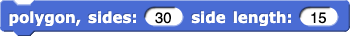 polygon, sides: (30) side length: (15)