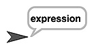 arrowhead sprite saying the word 'expression' in a speech balloon