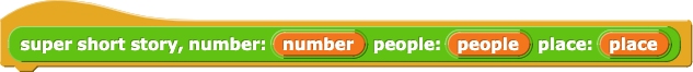 super short story, number: (number) people: (people) place: (place) super short story, number: (number) people: (people) place: (place)