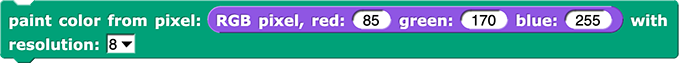 paint color from pixel (RGB pixel, red: (85) green: (170) blue: (255))