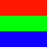 square made up of three horizontal rectangles each of a solid color: red, green, and blue