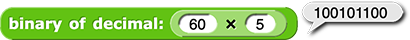 binary of decimal (60 × 5) reporting 100101100