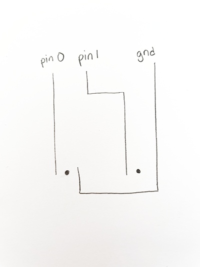 pencil drawing of paper of the copper tape paths and LED placement